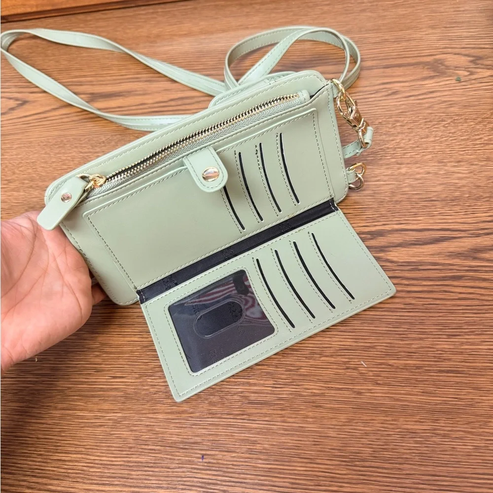 Sage Green Crossbody Phone & Card Holder - Picture 5 of 5